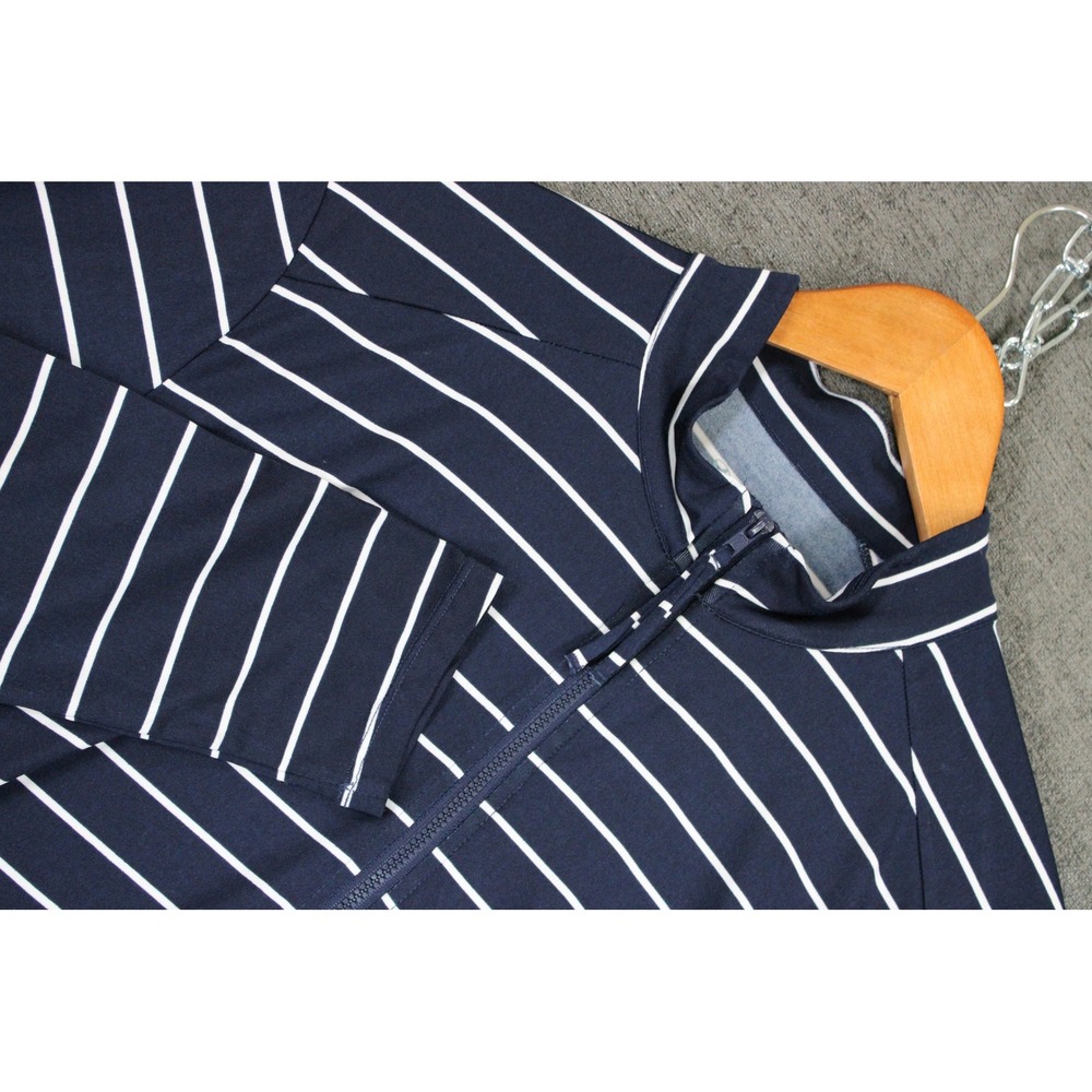 Carve Designs Navy White Striped Rash Guard Long Sleeve Half Zip Swim Top XL